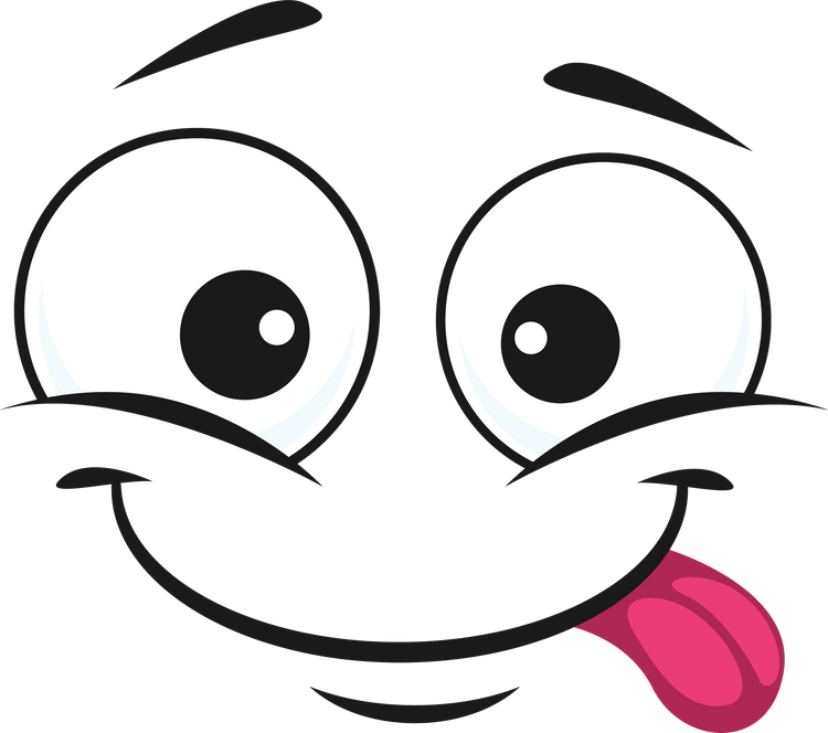 Cartoon Face, Happy Emoji with Sticking Tongue